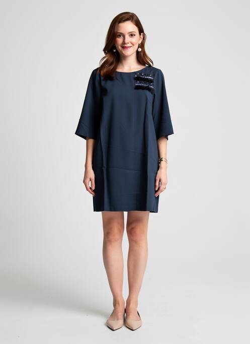 Robe courte manches 3/4 manches 3/4 bleu VOODOO femme