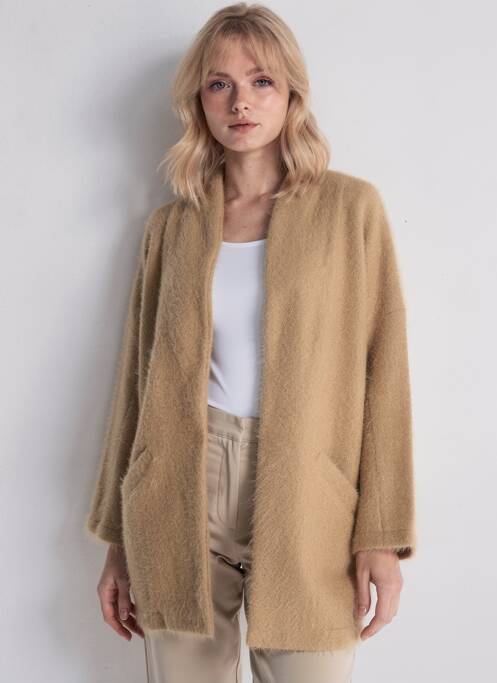 Gilet manches longues maille maille poilu marron VOODOO femme