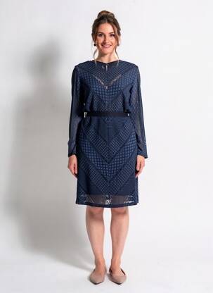 Robe mi-longue manches longues manches longues bleu VOODOO femme
