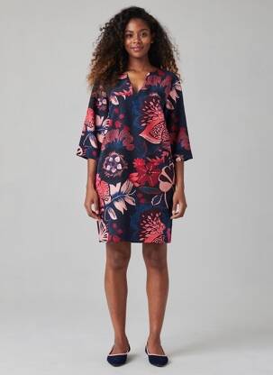 Robe courte manches 3/4 manches 3/4 bleu VOODOO femme
