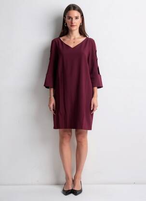 Robe courte manches 3/4 manches 3/4 violet VOODOO femme