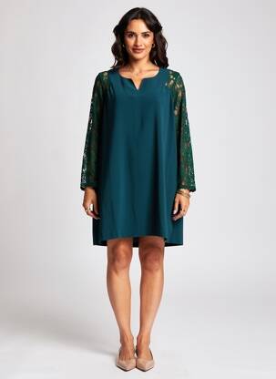 Robe courte manches longues manches longues vert VOODOO femme
