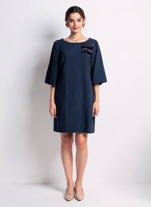 Robe courte manches 3/4 manches 3/4 bleu VOODOO femme