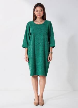 Robe mi-longue imprimé fantaisie manches longues vert VOODOO femme