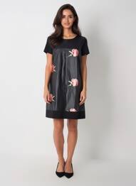 Robe courte fermeture zippée au dos manches courtes noir VOODOO femme