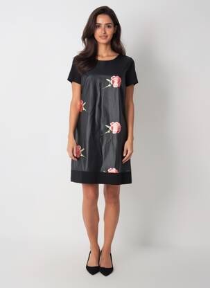 Robe courte fermeture zippée au dos manches courtes noir VOODOO femme
