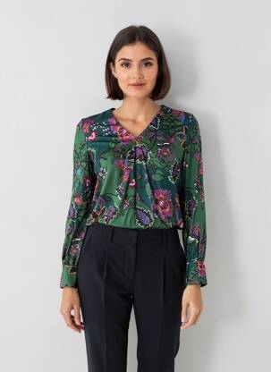 Blouse tissage popeline manches longues vert VOODOO femme
