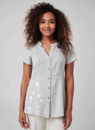 Tunique manches courtes coupe cintrée gris AURA BY FIGURE LIBRE femme