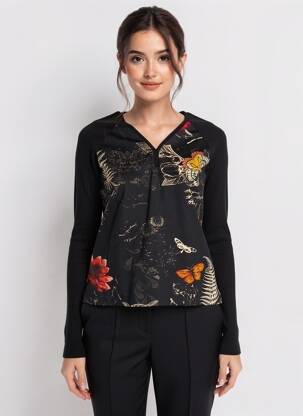 Pull coupe cintrée manches longues noir VOODOO femme