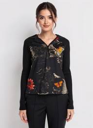 Pull coupe cintrée manches longues noir VOODOO femme