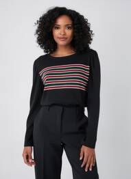 Pull coupe cintrée manches longues noir VOODOO femme