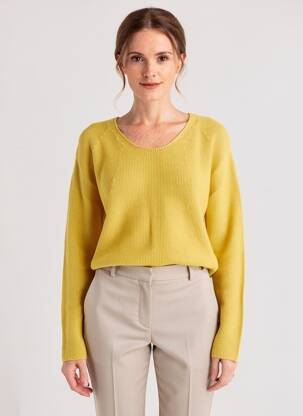 Pull coupe cintrée manches longues jaune VOODOO femme