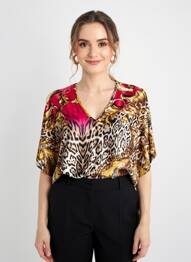 T-shirt col v manches courtes jaune QUATTRO femme