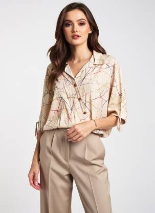 Chemisier tissage crêpe manches 3/4 beige AURA BY FIGURE LIBRE femme