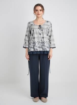 Tunique manches longues col rond bleu AURA BY FIGURE LIBRE femme