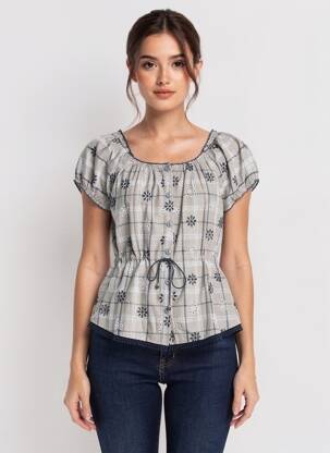 Chemisier manches courtes manches courtes bleu AURA BY FIGURE LIBRE femme