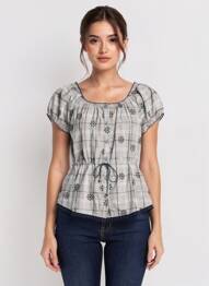 Chemisier manches courtes manches courtes bleu AURA BY FIGURE LIBRE femme