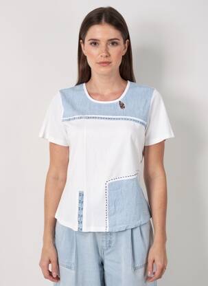 T-shirt stretch manches courtes bleu AURA BY FIGURE LIBRE femme