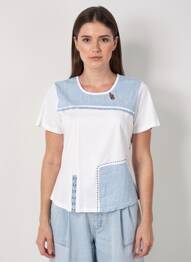 T-shirt stretch manches courtes bleu AURA BY FIGURE LIBRE femme