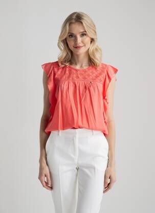 Top stretch manches courtes rose AURA BY FIGURE LIBRE femme