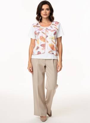 T-shirt imprimé fantaisie manches courtes blanc AURA BY FIGURE LIBRE femme