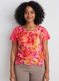Top stretch manches courtes rouge AURA BY FIGURE LIBRE femme