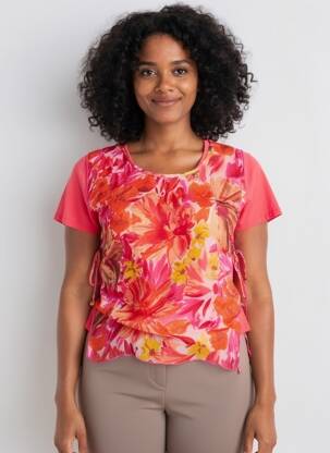 Top stretch manches courtes rouge AURA BY FIGURE LIBRE femme