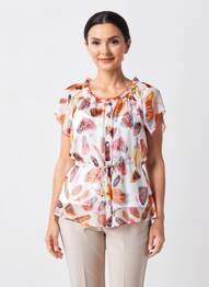 Chemisier manches courtes manches courtes orange AURA BY FIGURE LIBRE femme