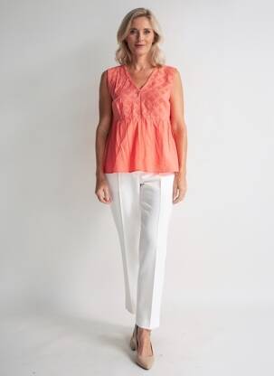 Top col v sans manche rose AURA BY FIGURE LIBRE femme