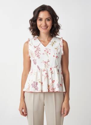Top coupe fluide sans manche beige AURA BY FIGURE LIBRE femme