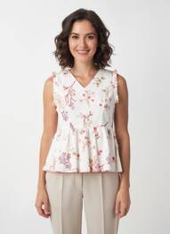 Top coupe fluide sans manche beige AURA BY FIGURE LIBRE femme