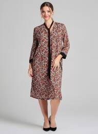 Robe mi-longue coupe fluide manches longues orange VOODOO femme