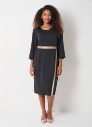 Robe mi-longue manches longues manches longues noir JUMFIL femme