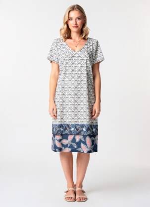 Robe mi-longue tissage crêpe manches courtes blanc JUMFIL femme