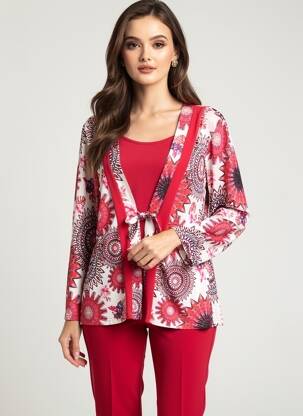 Top imprimé fantaisie manches longues rose JUMFIL femme