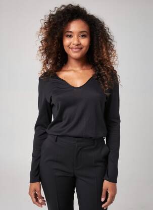 Pull coupe cintrée manches longues noir JUMFIL femme