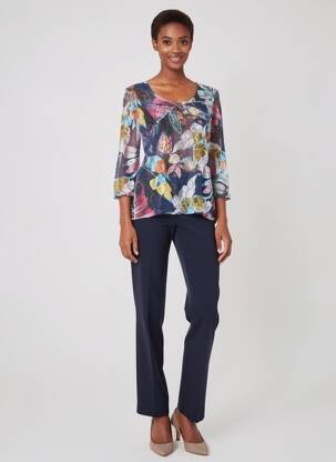 Top stretch manches 3/4 bleu JUMFIL femme