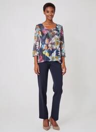 Top stretch manches 3/4 bleu JUMFIL femme