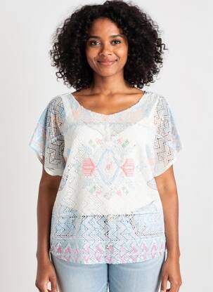 T-shirt imprimé fantaisie manches courtes bleu C.MISSARO femme