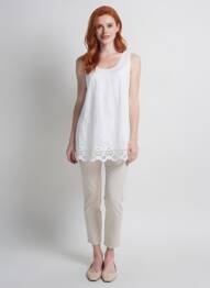 Tunique sans manche col rond blanc QUATTRO femme
