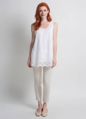 Tunique sans manche col rond blanc QUATTRO femme