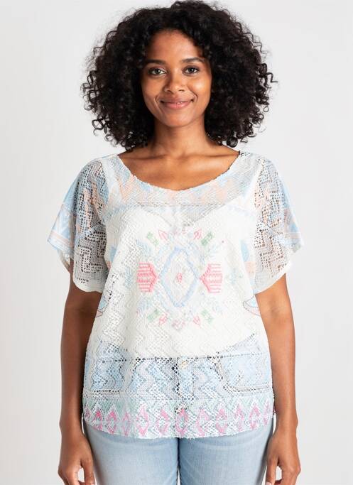 T-shirt imprimé fantaisie manches courtes bleu C.MISSARO femme