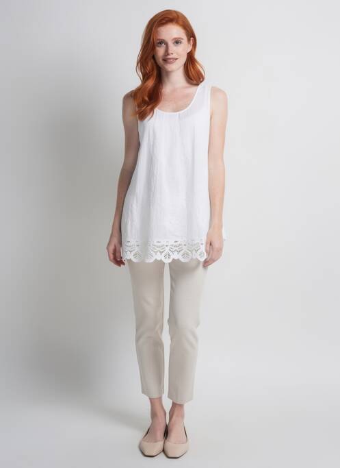 Tunique sans manche col rond blanc QUATTRO femme