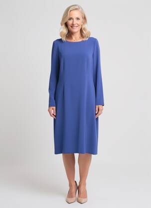 Robe mi-longue manches longues manches longues bleu JUMFIL femme