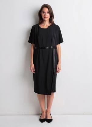 Robe mi-longue manches courtes manches courtes noir JUMFIL femme