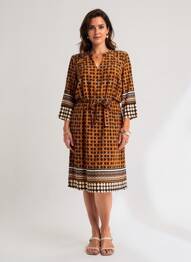 Robe mi-longue manches 3/4 manches 3/4 orange FRED SABATIER femme
