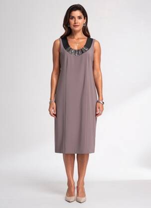 Robe mi-longue sans manche sans manche marron JUMFIL femme