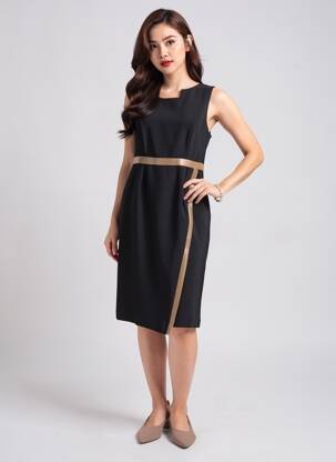 Robe mi-longue sans manche sans manche noir JUMFIL femme