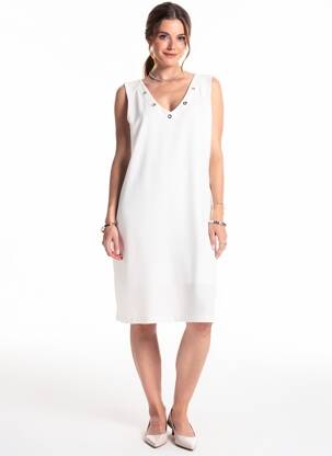 Robe mi-longue sans manche sans manche blanc JUMFIL femme