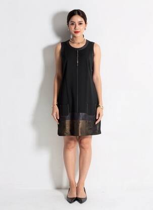 Robe mi-longue sans manche sans manche noir JUMFIL femme